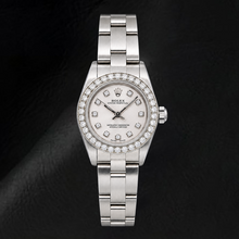 Rolex Oyster Perpetual 76080 26mm Silver Diamond Dial Stainless Steel Watch