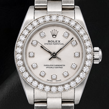 Rolex Oyster Perpetual 76080 26mm Silver Diamond Dial Stainless Steel Watch