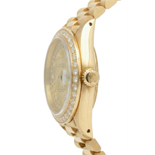 Rolex President Style Champagne String Dial Watch Yg Diamond Bezel