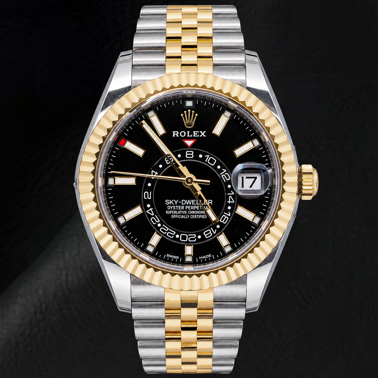 Rolex Sky-Dweller 326933 42mm Black Luminous Dial Two Tone Watch