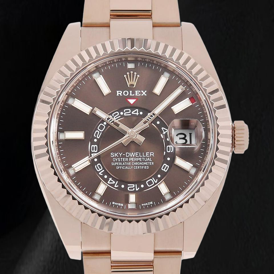 Rolex Sky Dweller 326935 42mm Chocolate Stick Dial Rose Gold Watch