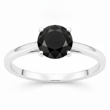 Black Diamond New York 3.5 Carat Real Round Solitaire Cathedral Ring 14K White Gold
