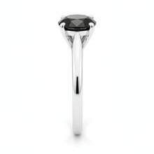 Black Diamond New York 3.5 Carat Real Round Solitaire Cathedral Ring 14K White Gold