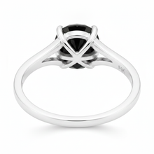 Black Diamond New York 3.5 Carat Real Round Solitaire Cathedral Ring 14K White Gold