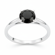 Black Diamond New York 3.5 Carat Real Round Solitaire Cathedral Ring 14K White Gold