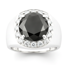 Black Diamond Marriage Ring 6.75 Carat Natural Round Halo 14K White Gold