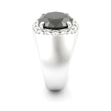 Black Diamond Marriage Ring 6.75 Carat Natural Round Halo 14K White Gold