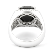 Black Diamond Marriage Ring 6.75 Carat Natural Round Halo 14K White Gold