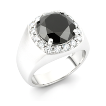 Black Diamond Marriage Ring 6.75 Carat Natural Round Halo 14K White Gold