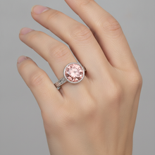 Padparadscha Ring 4 Carat Lab Grown Round Sapphire Bezel Solitaire 14K White Gold