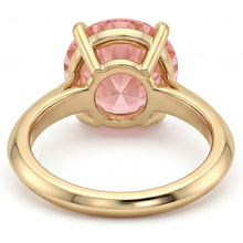 Padparadscha Sapphire Ring 4 Carat Lab Grown Round Solitaire 14K Yellow Gold