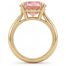 Padparadscha Sapphire Ring 4 Carat Lab Grown Round Solitaire 14K Yellow Gold