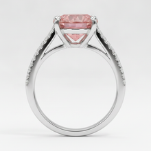 Peach Sapphire Engagement Ring 2.6 Carat Natural Round Padparadscha Split Shank 14K White Gold