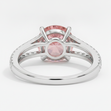 Peach Sapphire Engagement Ring 2.6 Carat Natural Round Padparadscha Split Shank 14K White Gold