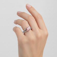 Peach Sapphire Engagement Ring 2.6 Carat Natural Round Padparadscha Split Shank 14K White Gold