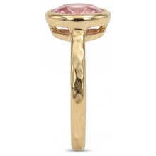 Padparadscha Sapphire Engagement Ring 2 Carat Real Round Bezel Solitaire 14K Yellow Gold