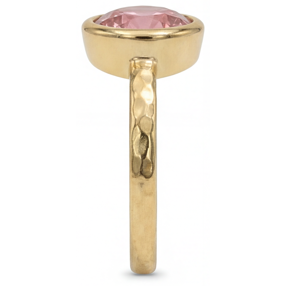 Padparadscha Sapphire Engagement Ring 2 Carat Real Round Bezel Solitaire 14K Yellow Gold Deluxe