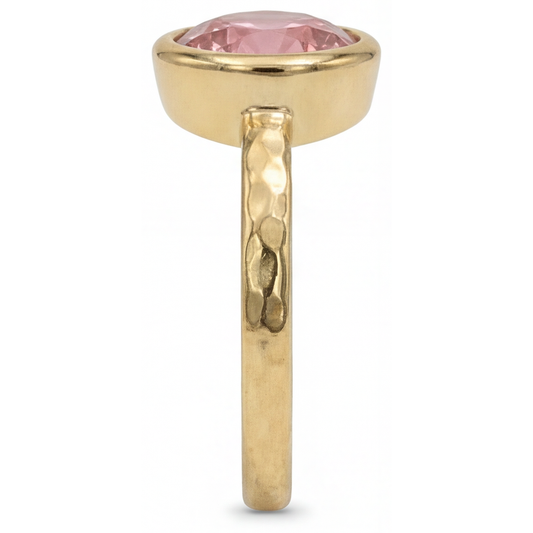 Padparadscha Sapphire Engagement Ring 2 Carat Real Round Bezel Solitaire 14K Yellow Gold Deluxe