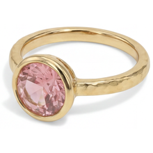 Padparadscha Sapphire Engagement Ring 2 Carat Real Round Bezel Solitaire 14K Yellow Gold