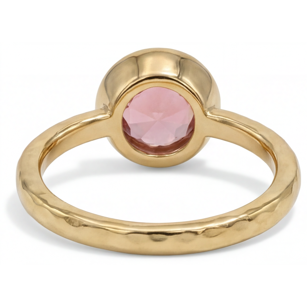 Padparadscha Sapphire Engagement Ring 2 Carat Real Round Bezel Solitaire 14K Yellow Gold Deluxe