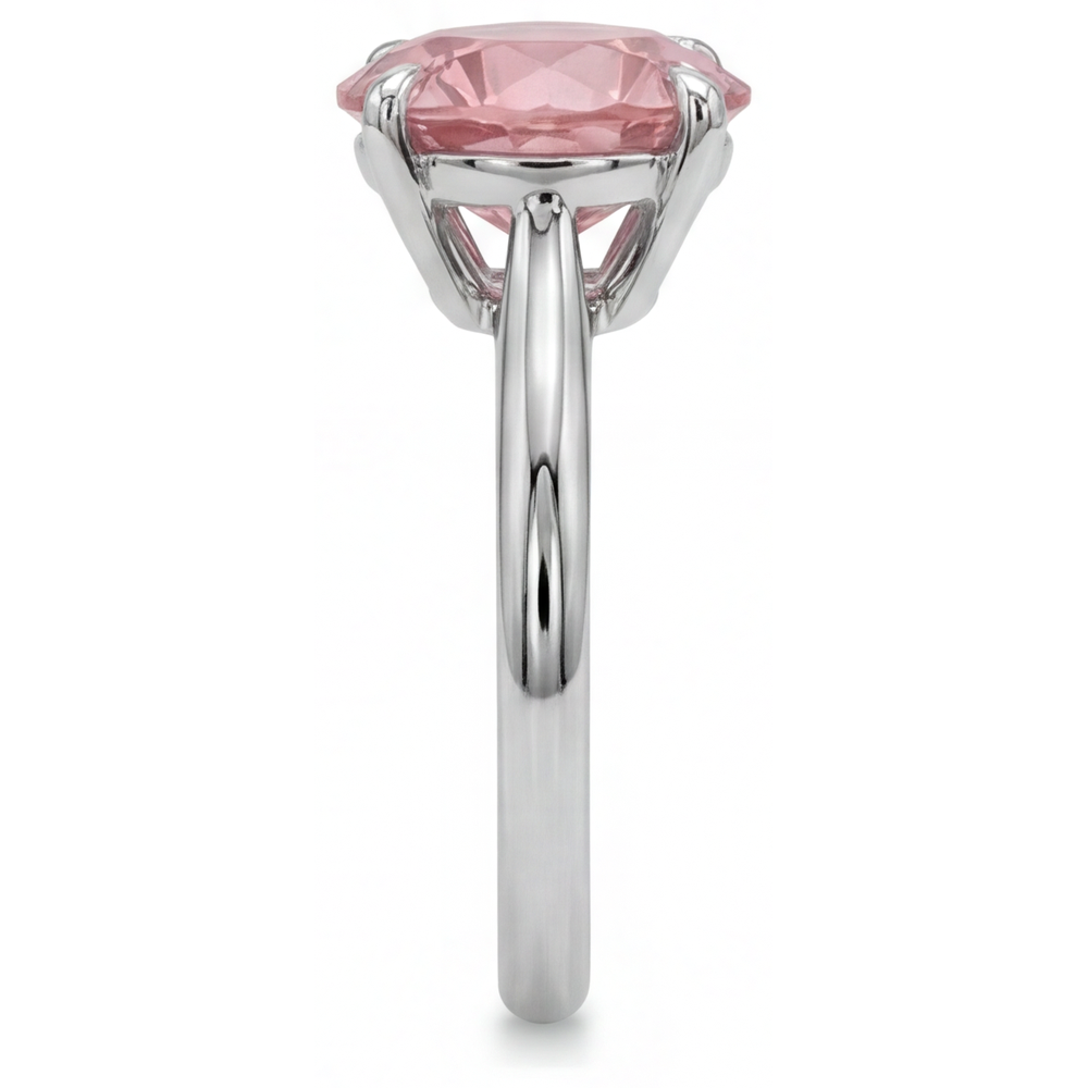 Peach Sapphire 2.5 Carat Real Round Padparadscha Solitaire Ring 14K White Gold