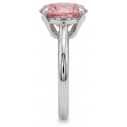 Peach Sapphire 2.5 Carat Real Round Padparadscha Solitaire Ring 14K White Gold