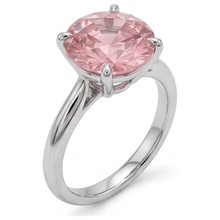Peach Sapphire 2.5 Carat Real Round Padparadscha Solitaire Ring 14K White Gold