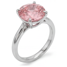 Peach Sapphire 2.5 Carat Real Round Padparadscha Solitaire Ring 14K White Gold