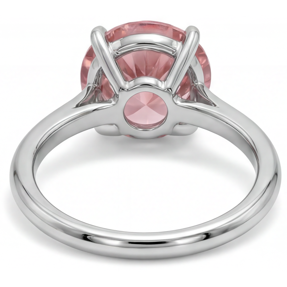 Peach Sapphire 2.5 Carat Real Round Padparadscha Solitaire Ring 14K White Gold