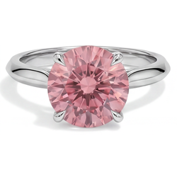 Peach Sapphire 2.5 Carat Real Round Padparadscha Solitaire Ring 14K White Gold