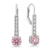 Pink Diamond Earrings 2.5 Carat Lab Grown Round Leverback 14K White Gold