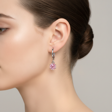 Pink Diamond Earrings 2 Carat Lab Grown Round Solitaire Leverback 14K White Gold