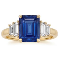 Royal Blue Sapphire Emerald Cut Colored Stone Ring 4 ct – 14K