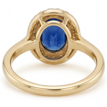 Colored Stone Ring 14 Karat Yellow Gold with Royal Blue Sapphire – top view