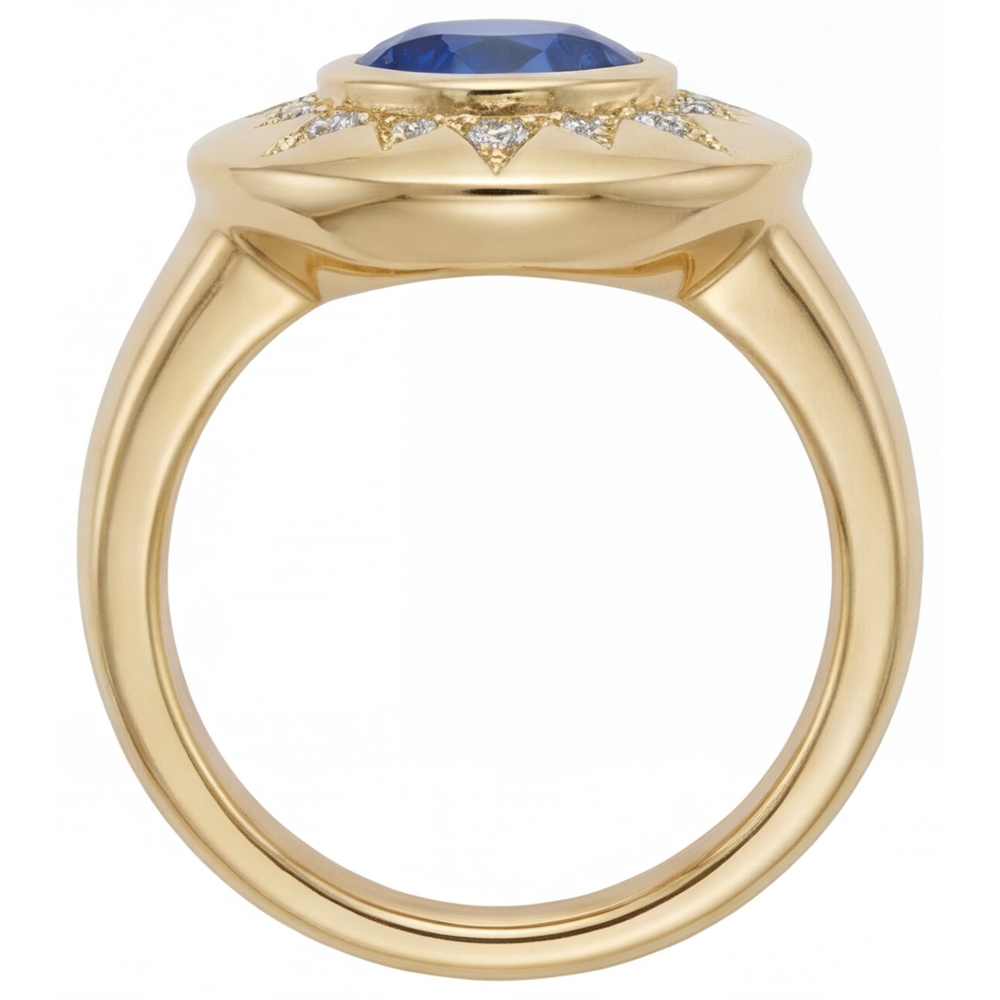 Authentic Royal Blue Sapphire Gemstone Ring – angle view