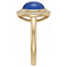 Natural Royal Blue Sapphire Gemstone Ring 3.75 ct 14 Karat Yellow Gold – angle view