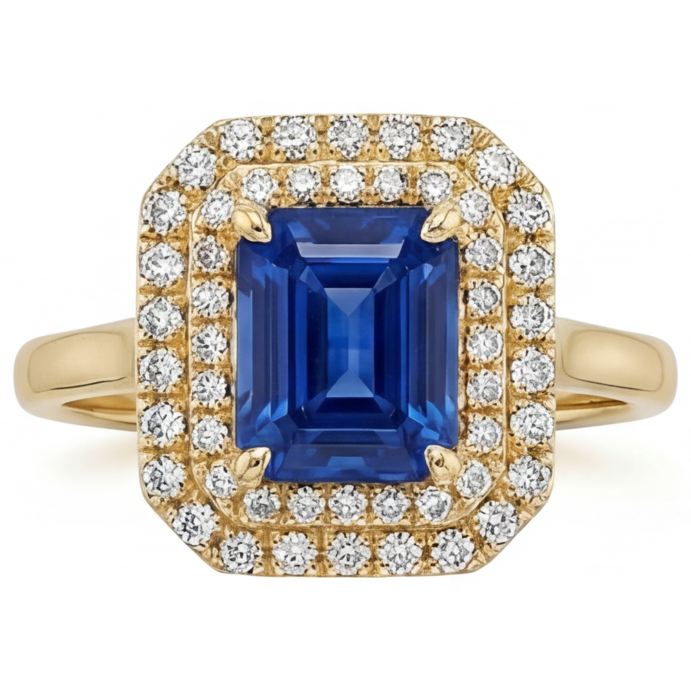 Royal Blue Sapphire Gemstone Ring 4-ct 14K Yellow Gold – main view
