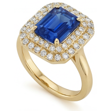 Natural Royal Blue Sapphire Gemstone Ring 4 ct 14K Yellow Gold – front view