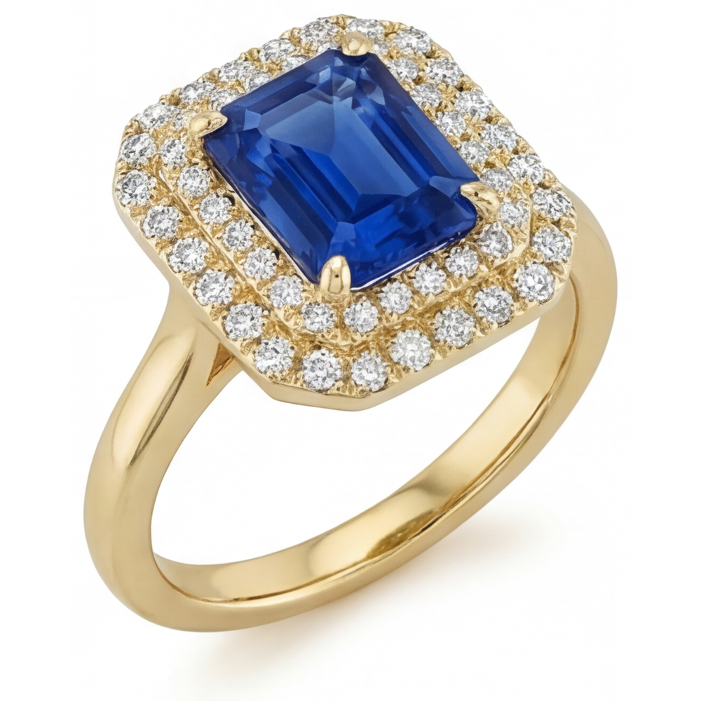 Fine Royal Blue Sapphire Gemstone Ring 4 ct – side view