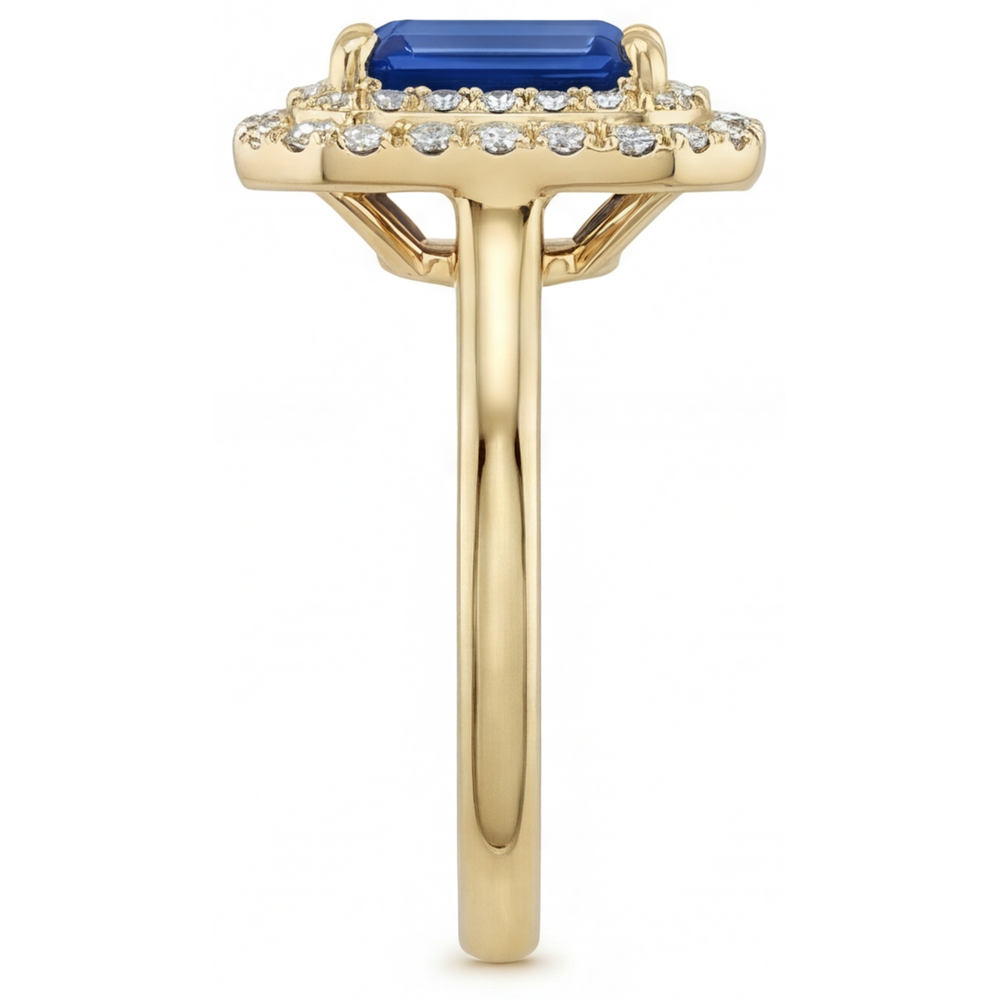 Fine Royal Blue Sapphire Gemstone Ring 4 ct – angle view