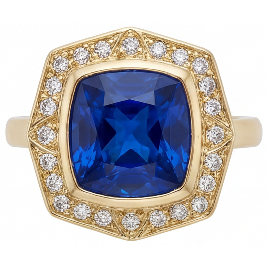Sparkling Royal Blue Sapphire Gemstone Ring 5.75 ct – main view