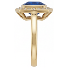 Genuine Royal Blue Sapphire Gemstone Ring 5.75 ct 14K Yellow Gold – angle view