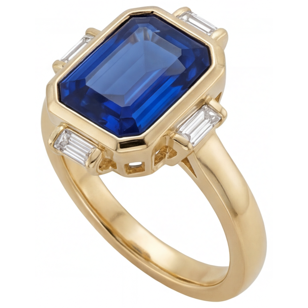 Genuine Royal Blue Sapphire Precious Stone Ring – side view