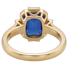Precious Stone Ring 14K Yellow Gold with Royal Blue Sapphire – top view