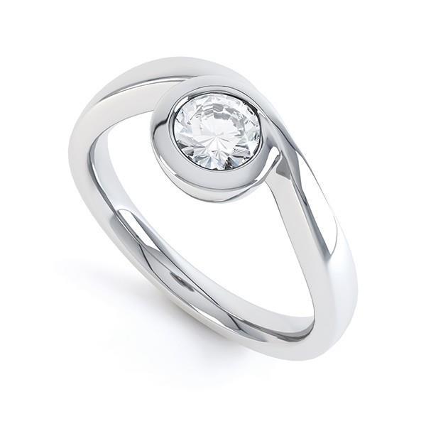 Solitaire Bezel Set Round Cut 1.10 Ct Natural Earth Mined Diamond Engagement Ring