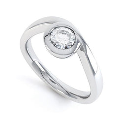 Solitaire Bezel Set Round Cut 1.10 Ct Natural Earth Mined Diamond Engagement Ring