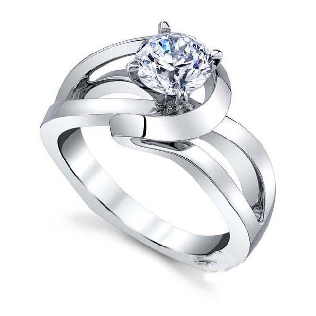 Split Shank Round Cut 1.60 Ct Natural Earth Mined Diamond Wedding Ring