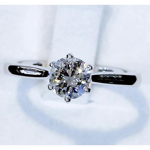 Solitaire Round Natural Earth Mined Diamond 1 Carats Classic Ladies Ring Jewelry