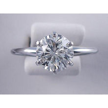 Classic Solitaire Round Natural Earth Mined Diamond Engagement Ring 2 Carats White Gold