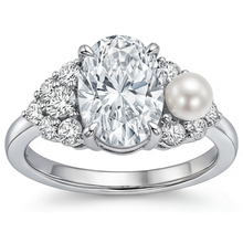 South Sea Pearl Oval Cut Solitaire with Side Stones in 14 Karat White Gold – main view